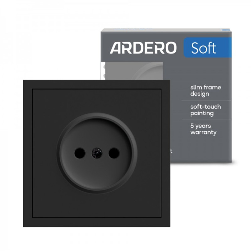Розетка без заземлення, механізм чорний 16А Soft ER111-B ARDERO (без рамки) 80742