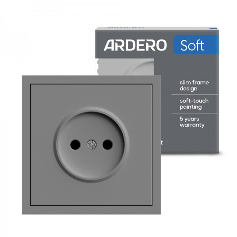 Розетка без заземления, серый механизм 16А Soft ER111-G ARDERO (без рамки) 80768