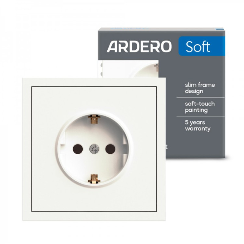 Розетка із заземленням, механізм білий 16А Soft ER121-W ARDERO (без рамки) 80717