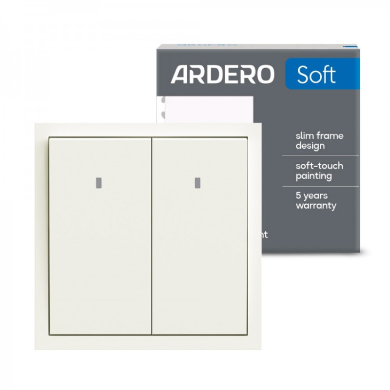 Выключатель 2-кл. с подсветкой, механизм белый 10А Soft EV112L-W ARDERO (без рамки) 80715