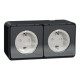 Блок із двох розеток Schneider Electric PC Mureva Styl із зазем. та шторками IP55 Чорний MUR36029