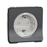 Механізм розетки Schneider Electric ЧП Mureva Styl із заземленням та шторками IP55 Чорний (MUR36134)