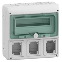 Щиток Kaedra IP65 для розетки 12+1 модуль + 3 отверстия 90x100, навесной, Schneider Electric (13180)