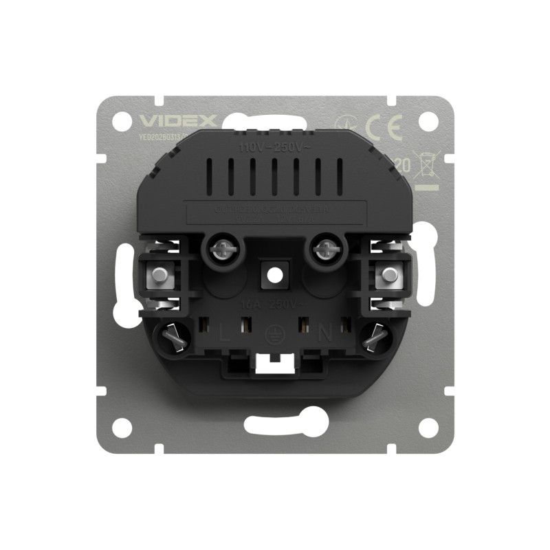 Розетка одинарна із заземленням USB-A+C 20W сірий графіт VIDEX NOTA (VF-NT-SK1GUC-GR)