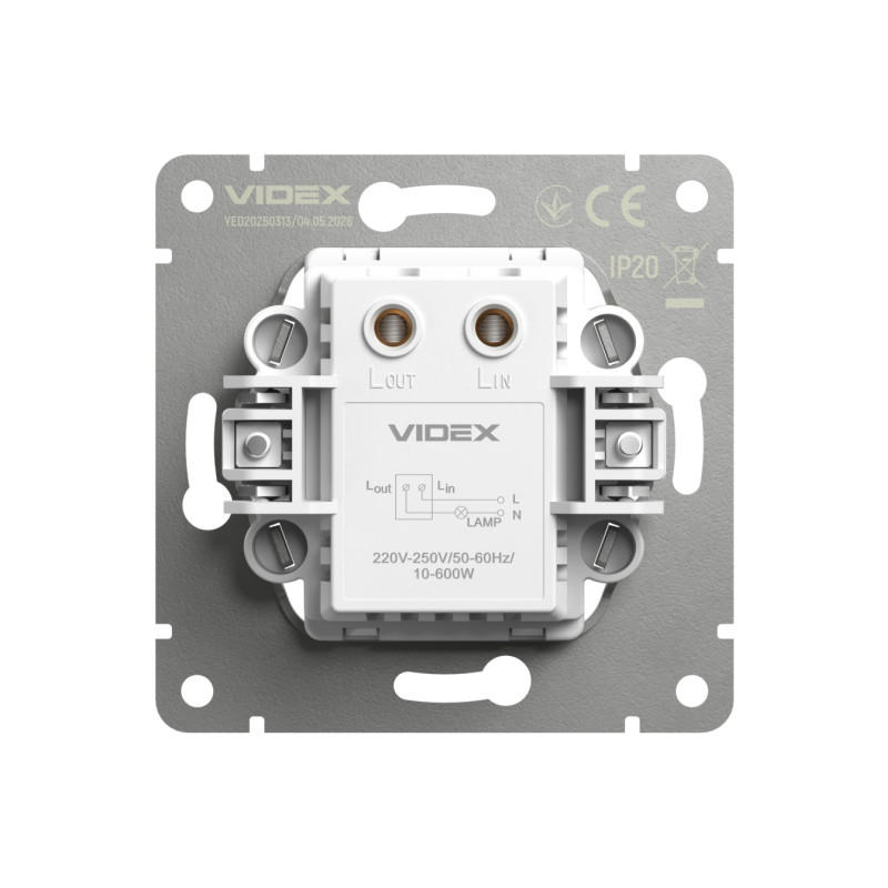 Димер 600W вугільно-чорний VIDEX NOTA (VF-NT-DM600-BL)