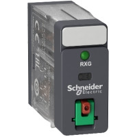Промежуточное реле RXG, Ie-5 A, Uc-24 AC, 2 C/O, LED, кнопка тест, Schneider Electric (RXG22B7)