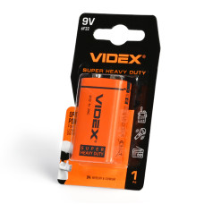 Батарейка сольова VIDEX 6F22/9V (Крона) 1шт SMALL BLISTER