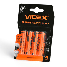 Батарейка сольова VIDEX R6P/AA 4шт BLISTER (1шт)