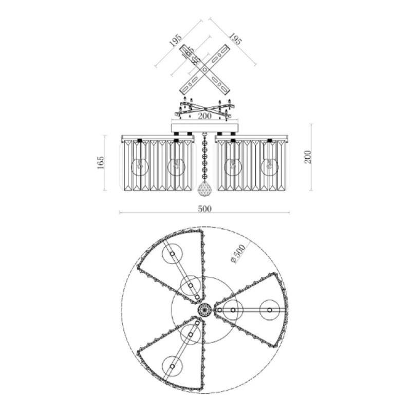 Люстра ROSYNKA 6xE27 3T 500x200-CHROME-230-IP20