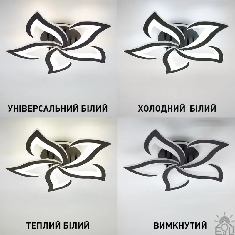Керована світлодіодна люстра ELLA RGB 5F 42+10W RC-600x95-BLACK-230-IP20