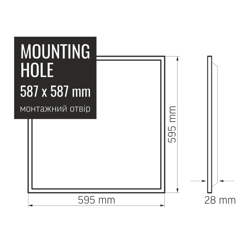 Светодиодная LED панель VIDEX 60W 4100K 220V матовая VL-Pb604W