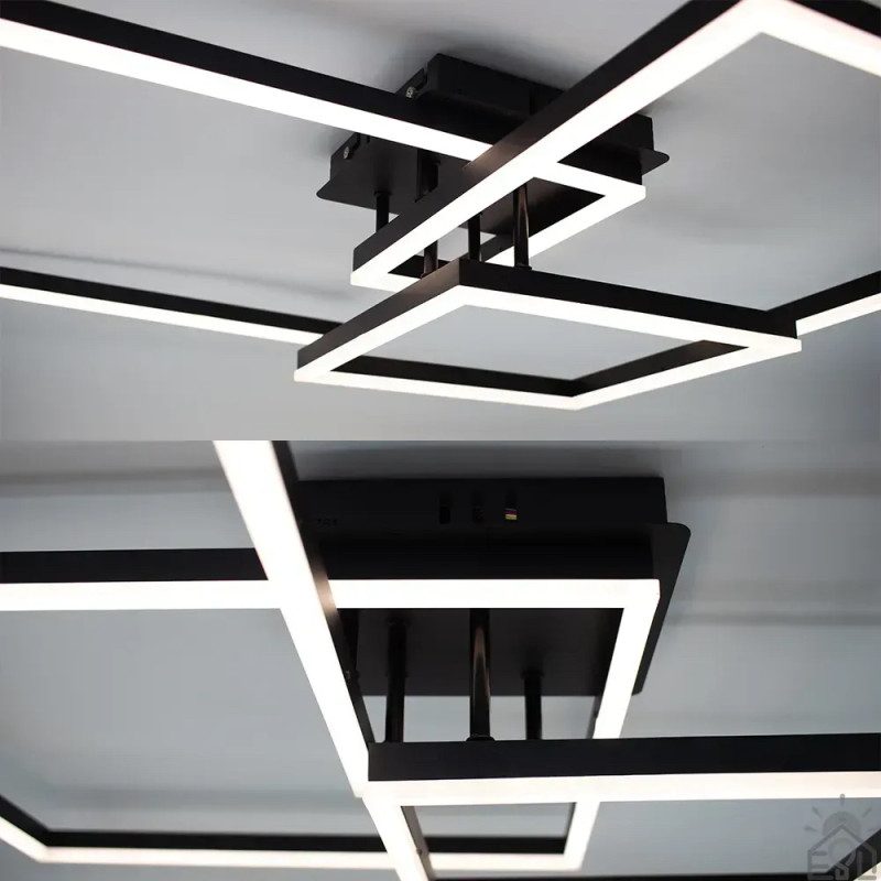 Керована світлодіодна люстра COCO 120W 3S-SMART-750x750x142-BLACK-220-IP20