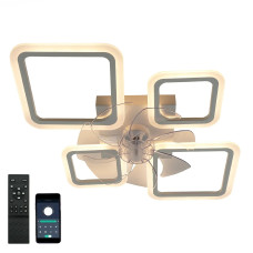 Керована світлодіодна люстра з вентилятором FAN OVAL 70W+18W 4S-SMART-760x560x120-BLACK-220-IP20