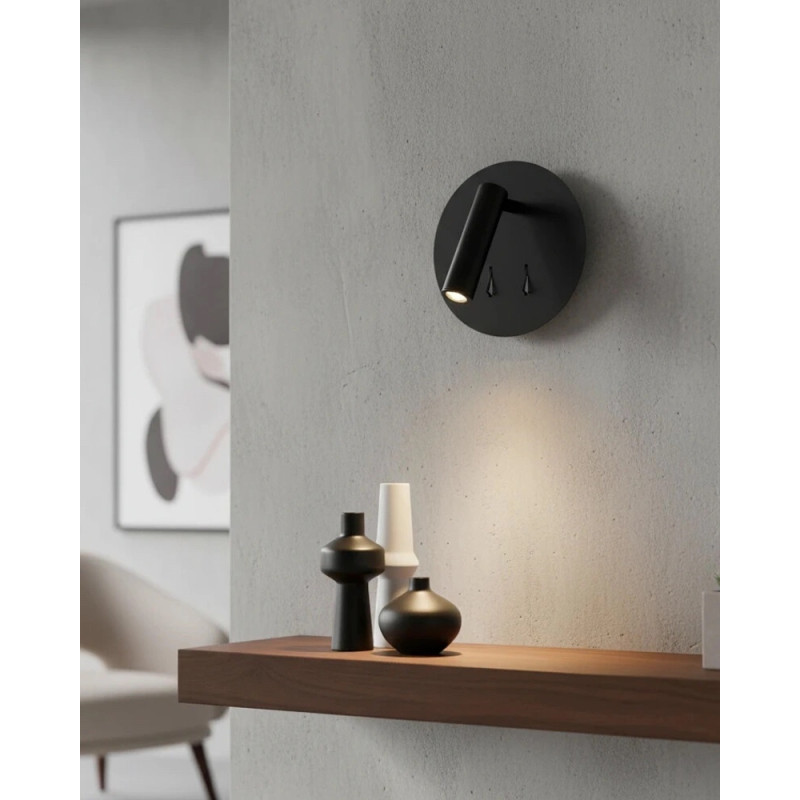 Бра, настінний світильник Azzardo AZ3204 Faro LED 1+1x6W+3W 3000K 420Lm+250Lm IP20 чорний