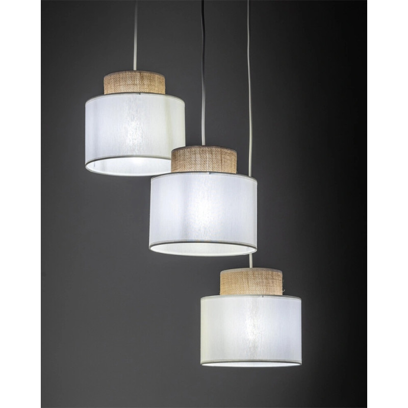 Підвісний світильник, люстра TK Lighting 2594 Duo Juta E27 3x15W IP20 білий