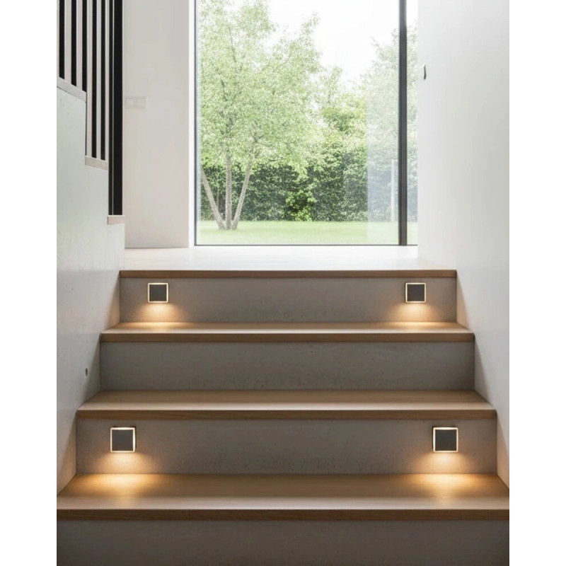 Світильник для підсвітки сходів/коридору Azzardo AZ4466 Alf Square LED 1x3W 3000K 250Lm IP65 темно-сірий