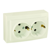 Розетка Nilson Themis кремовая 2-я с заземлением ( 26121025 )