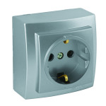 Розетка Nilson Themis серебро 1-я с заземлением ( 26131017 )