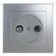 Розетка Nilson Touran серебро 1-я TV-SAT проходная ( 24131036 )
